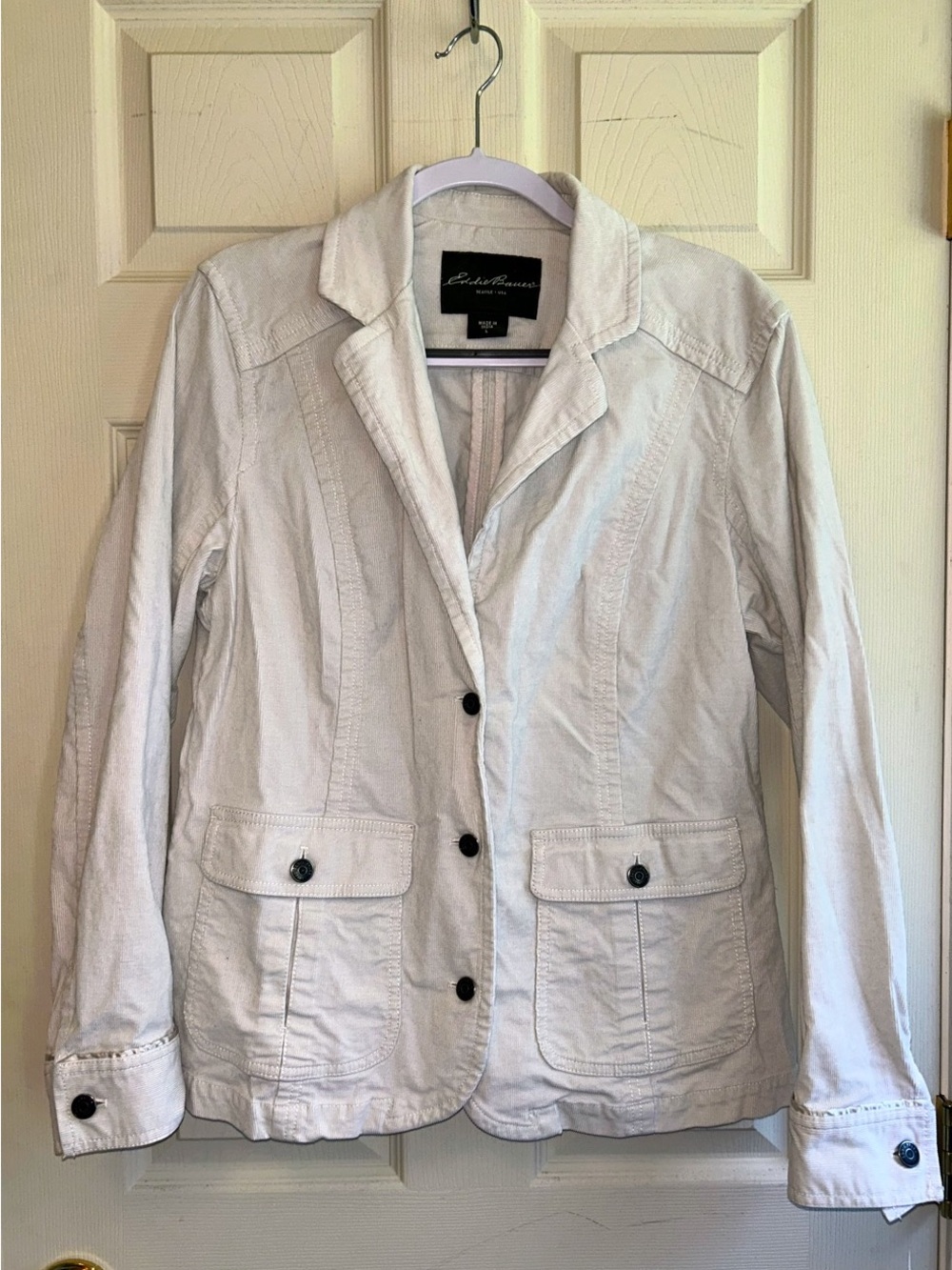 Eddie Bauer Off-White Casual Button-Front Blazer Jacket